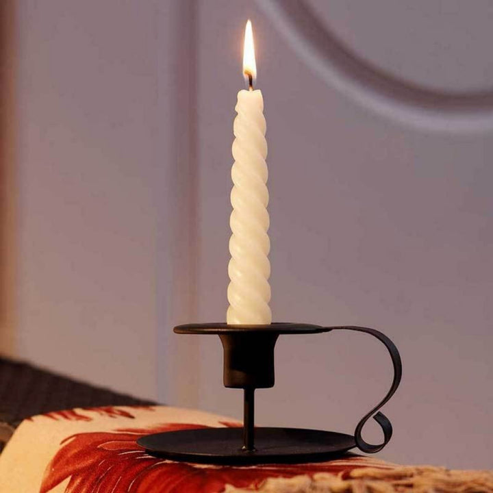 Black Iron Taper Candle Holder for Vintage Decor