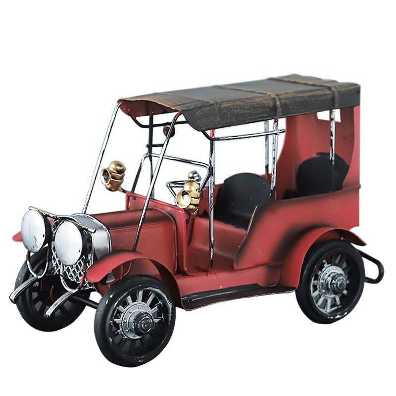 Retro Metal Car Ornament for Nostalgic Home Decor Display