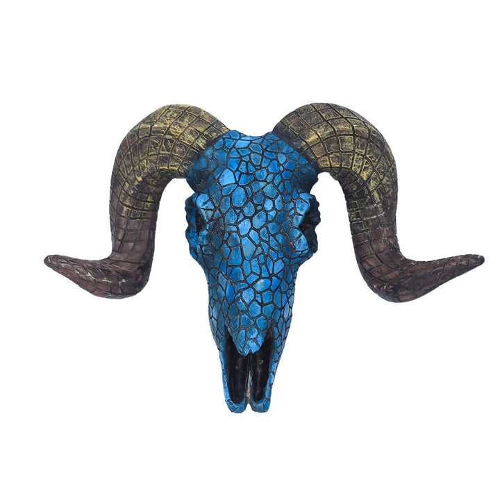Turquoise Ram Skull Wall Decor Rustic Statement Piece