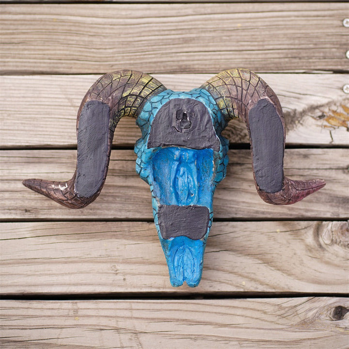 Turquoise Ram Skull Wall Decor Rustic Statement Piece