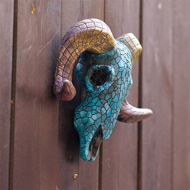 Turquoise Ram Skull Wall Decor Rustic Statement Piece