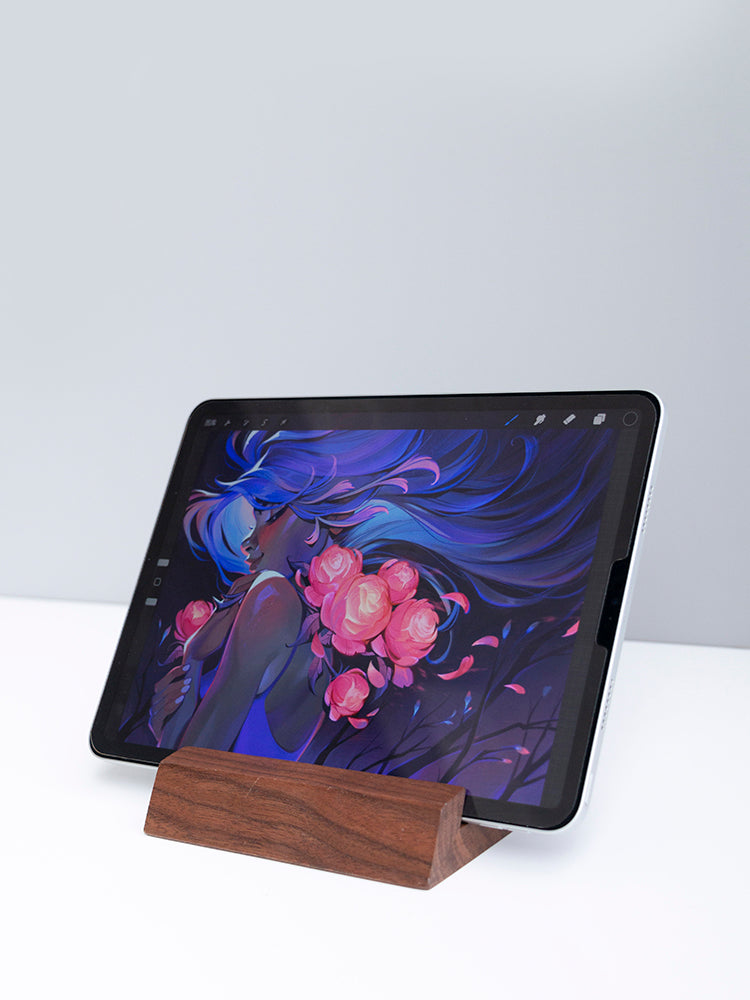 Solid Walnut Tablet Stand for Desk Viewing