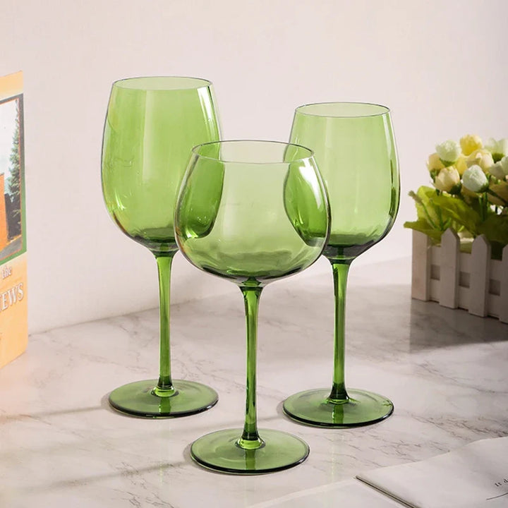 Retro Green Wine Glasses for Vintage Table Settings