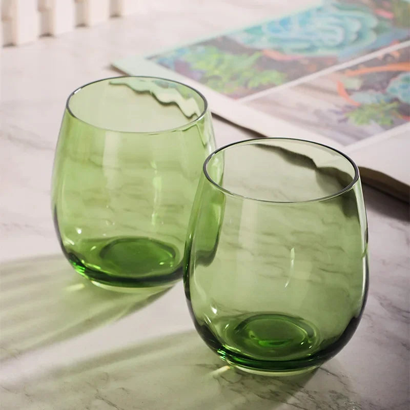Retro Green Wine Glasses for Vintage Table Settings