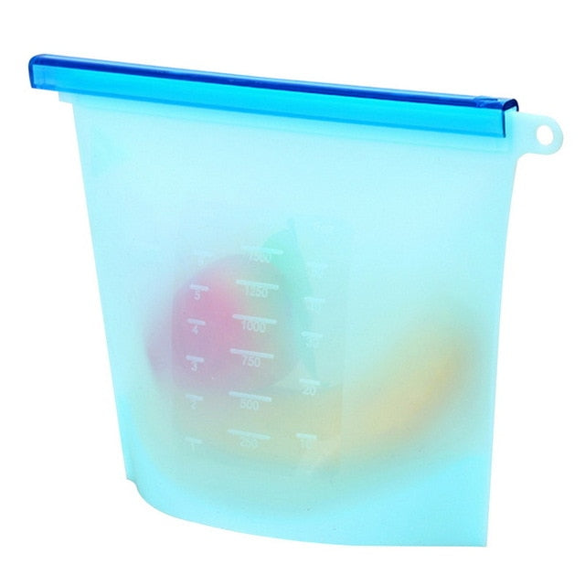 Reusable Silicone Food Storage Bags, Leak-Proof Seal