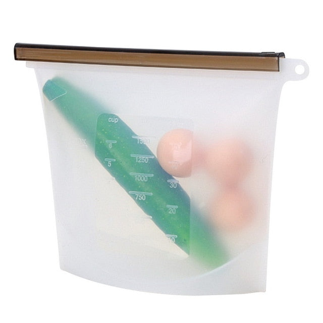 Reusable Silicone Food Storage Bags, Leak-Proof Seal