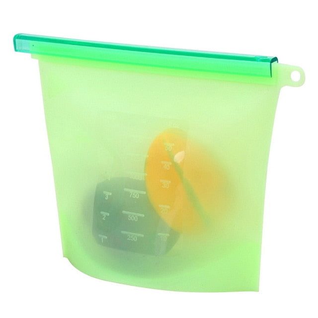 Reusable Silicone Food Storage Bags, Leak-Proof Seal