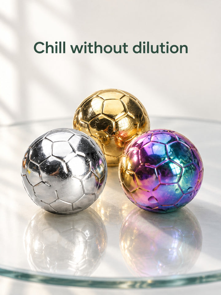 Reusable Stainless Steel Whiskey Ice Balls, Football Style