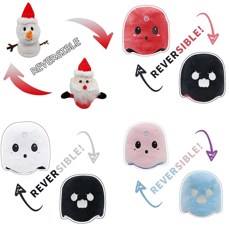 Reversible Flip Plush Toy - Ghost to Santa Snowman Doll