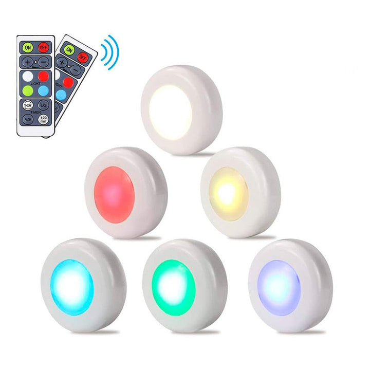Wireless RGB Puck Lights with Remote, 16 Colors & 3 Modes