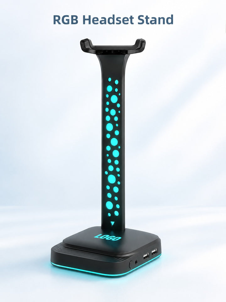 RGB Gaming Headset Stand with USB Ports and 3.5mm AUX