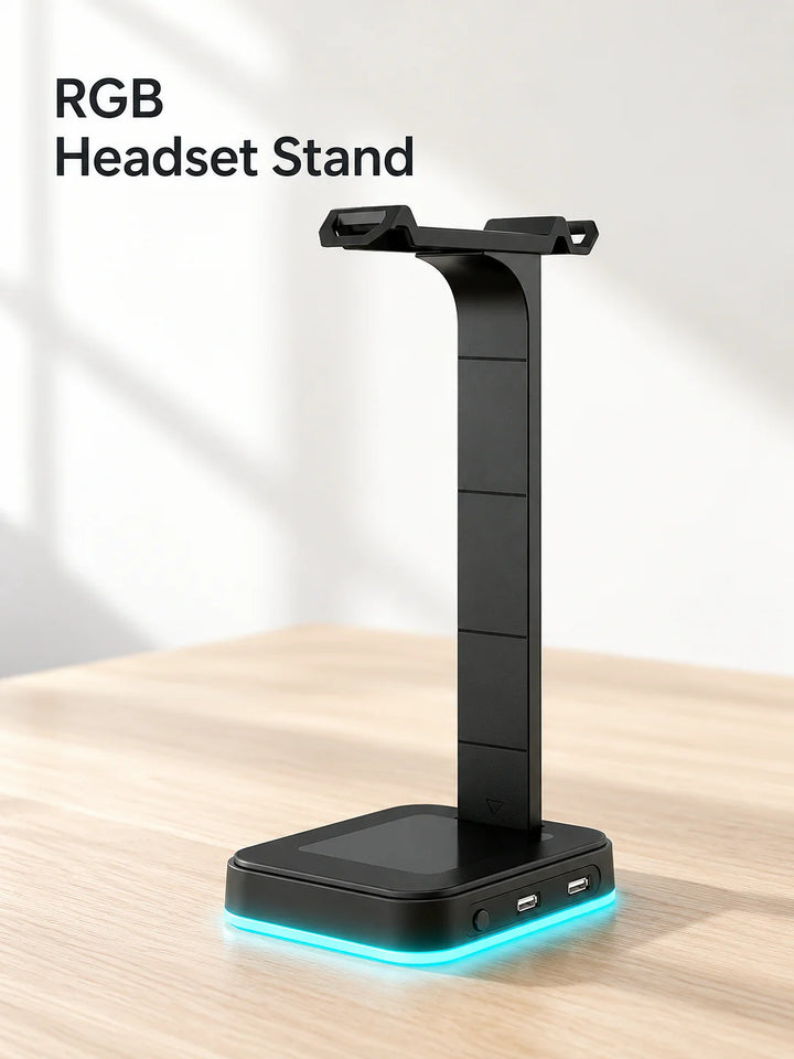 RGB Gaming Headset Stand with 2 USB Ports & Lighting