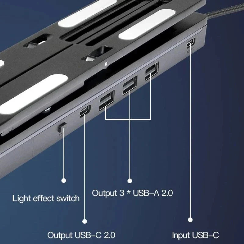 Adjustable Laptop Stand with 6 Heights and USB Hub