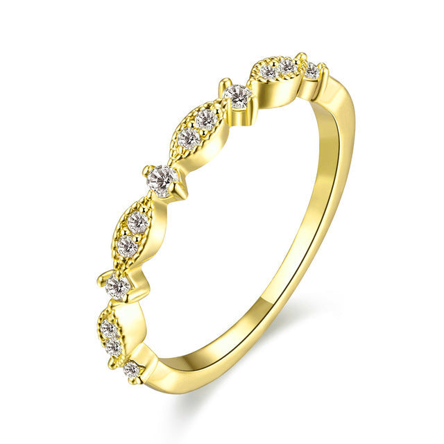 Stackable Cubic Zirconia Wedding Band with Sparkle
