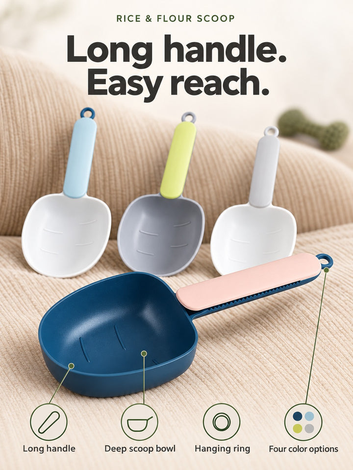 Rice and Flour Scoop with Long Handle and Clip Ring
