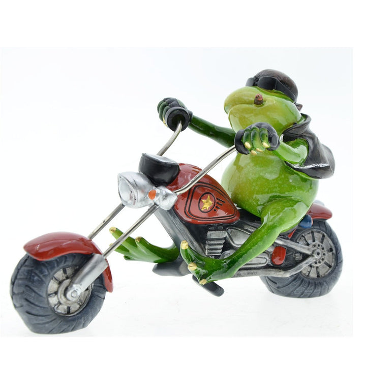 Riding Motorcycle Frog Ornament: Whimsical Home Decor