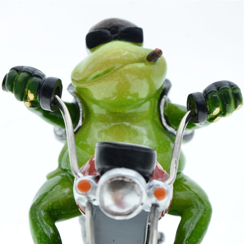 Riding Motorcycle Frog Ornament: Whimsical Home Decor