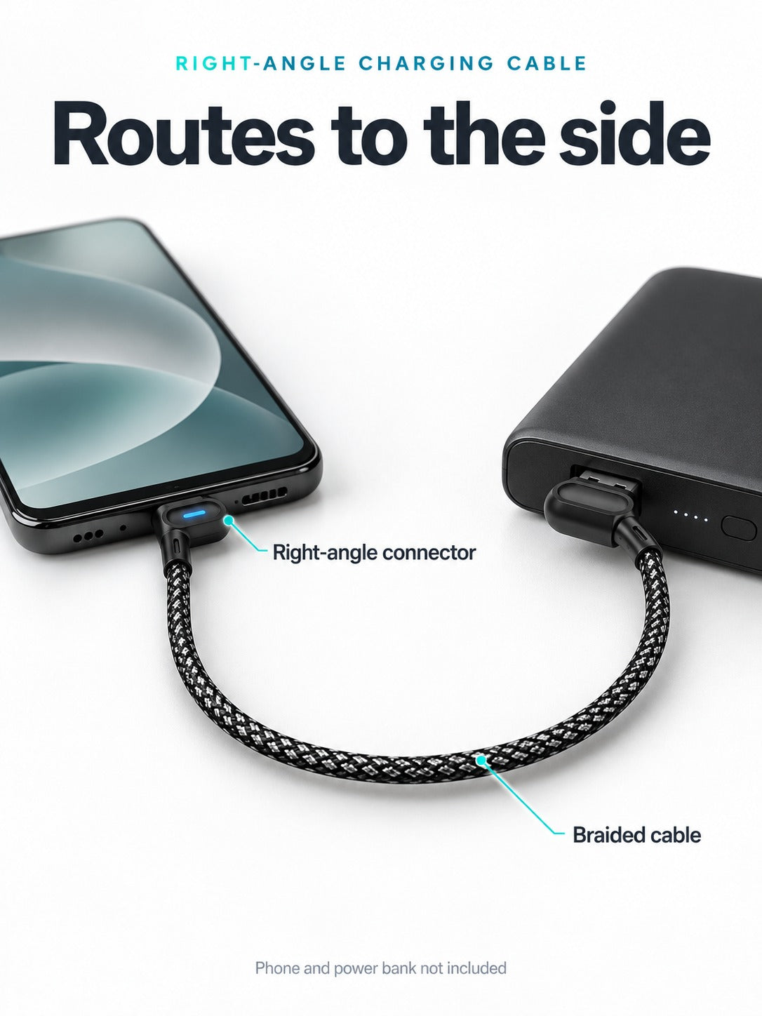 Right Angle Braided Gaming Charging Cable for Phones