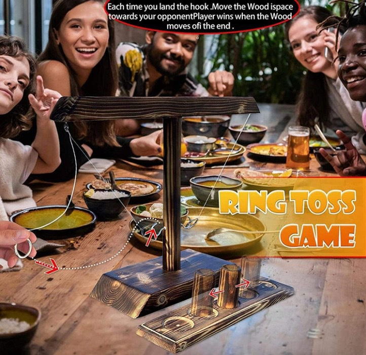 Wooden Ring Toss Game for Competitive Tabletop Fun