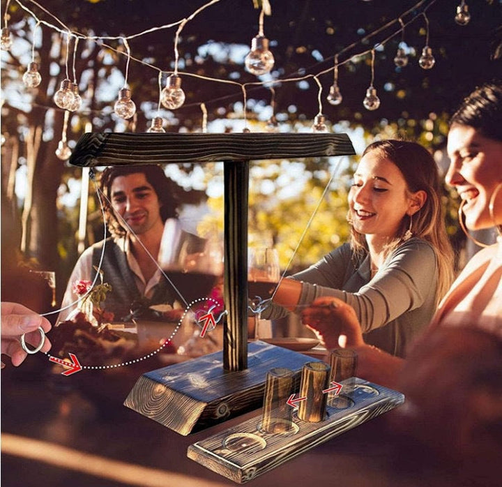 Wooden Ring Toss Game for Competitive Tabletop Fun