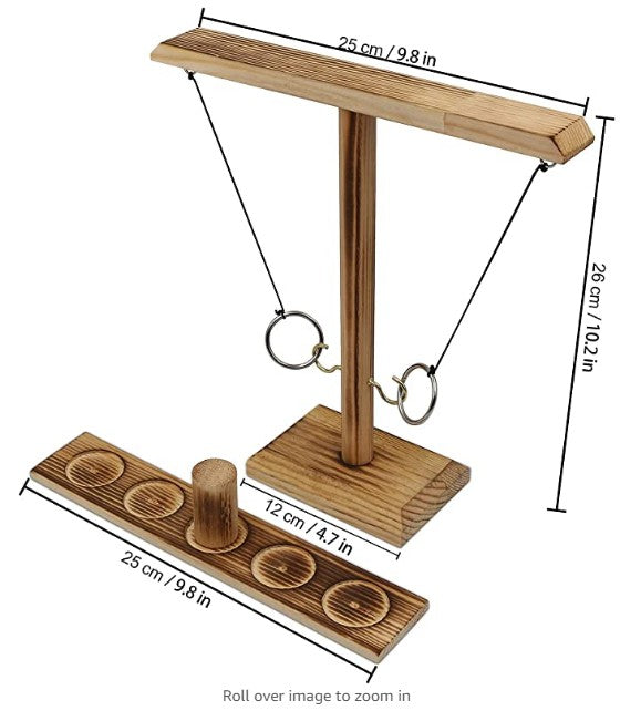 Wooden Ring Toss Game for Competitive Tabletop Fun