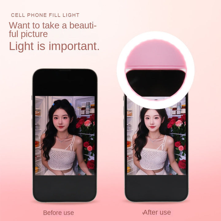 Phone Selfie Ring Light with Mirror, Clip-On LED Fill