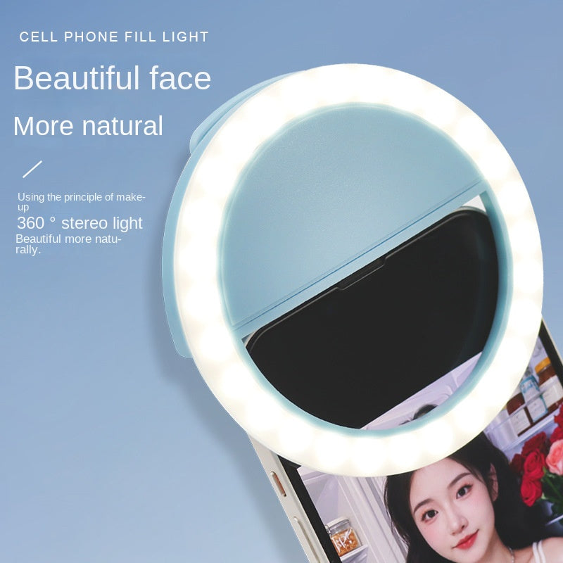 Phone Selfie Ring Light with Mirror, Clip-On LED Fill