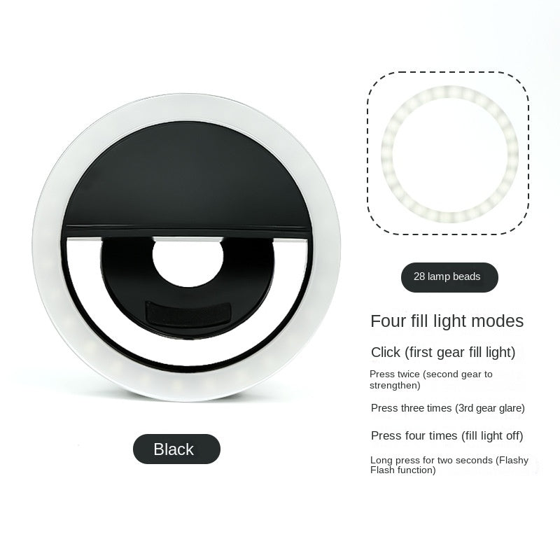 Phone Selfie Ring Light with Mirror, Clip-On LED Fill