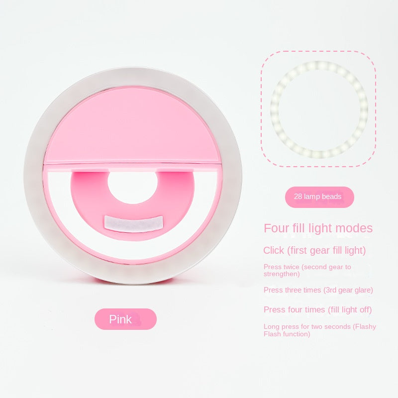 Phone Selfie Ring Light with Mirror, Clip-On LED Fill
