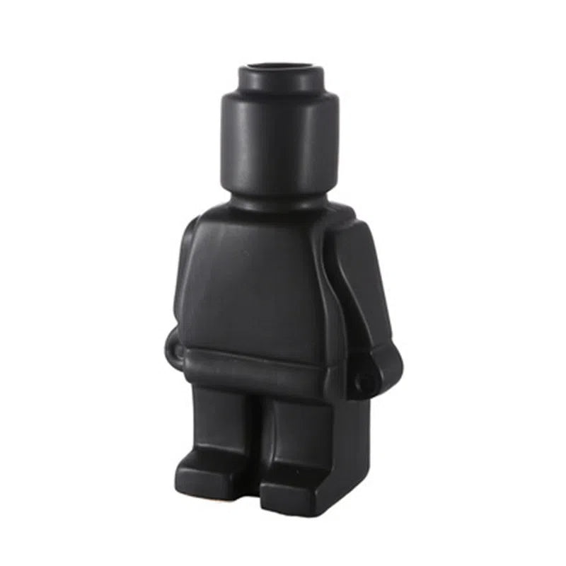 Robot Vase Decorative Black Resin Floral Home Decor