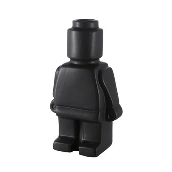 Robot Vase Decorative Black Resin Floral Home Decor