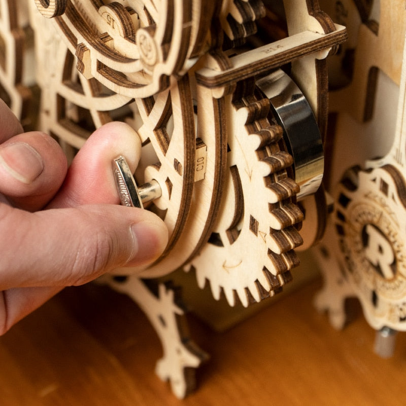DIY Wooden Owl Clock Model Kit With Moving Gear Display