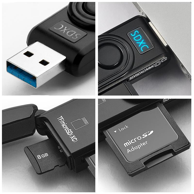 Dual SD and microSD Card Reader, USB 3.0 Fast Transfer