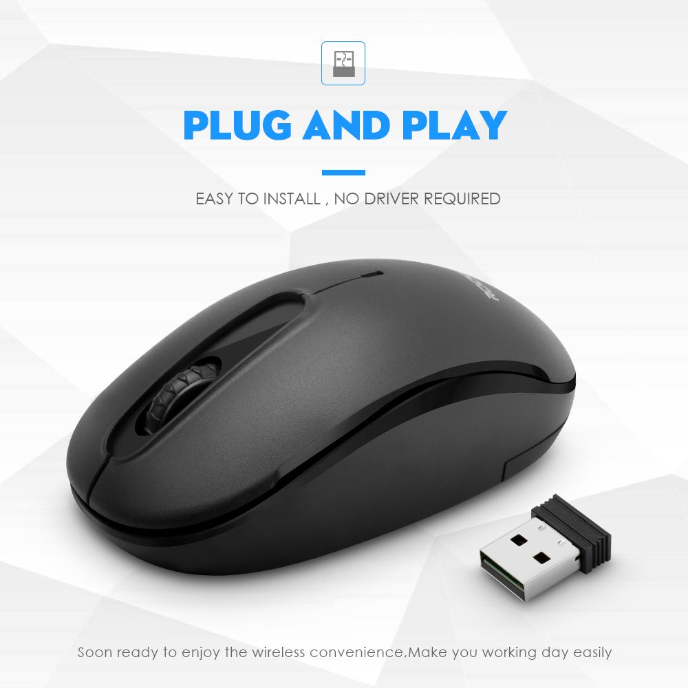 Compact Wireless Ergonomic Mouse, 2.4GHz USB Receiver
