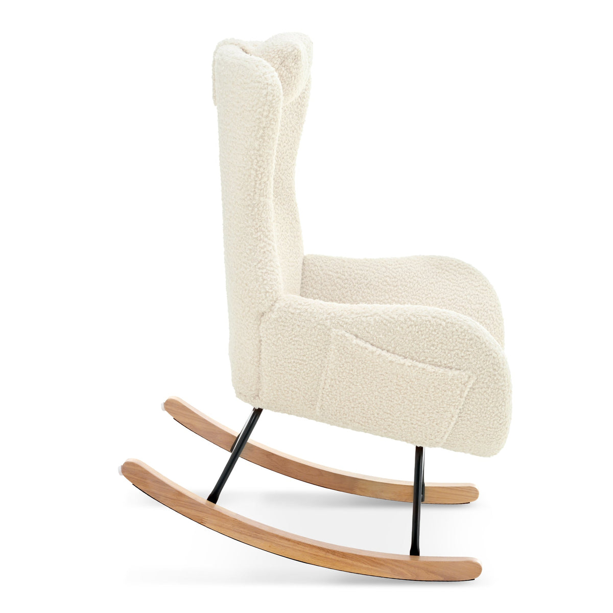 Cream Rocking Chair with High Back for Nursery Comfort