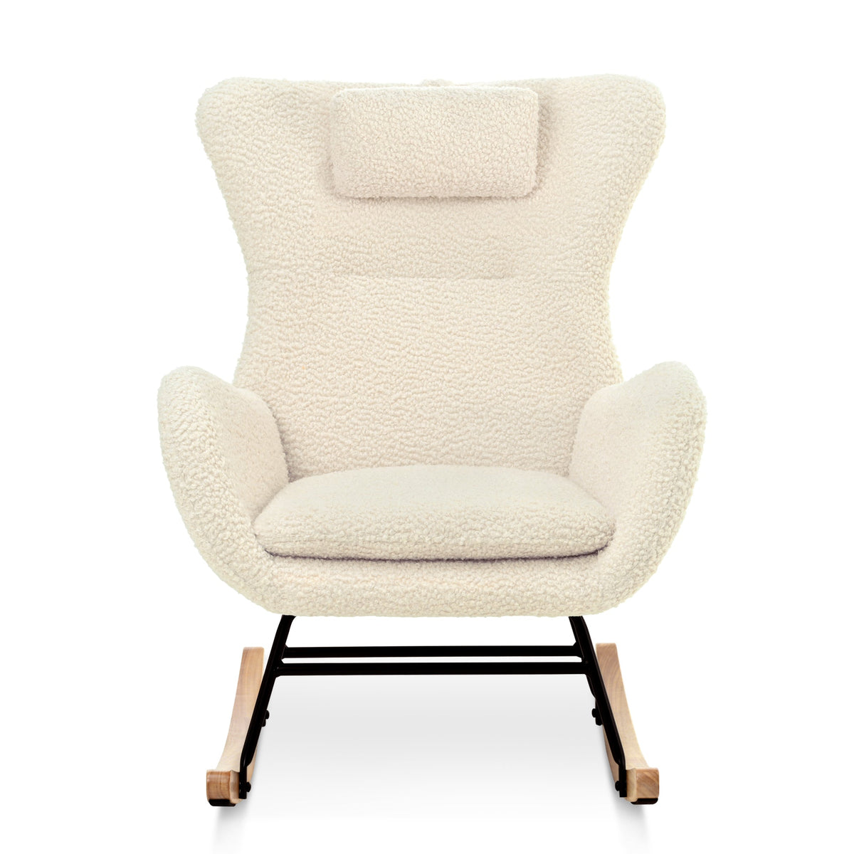 Cream Rocking Chair with High Back for Nursery Comfort