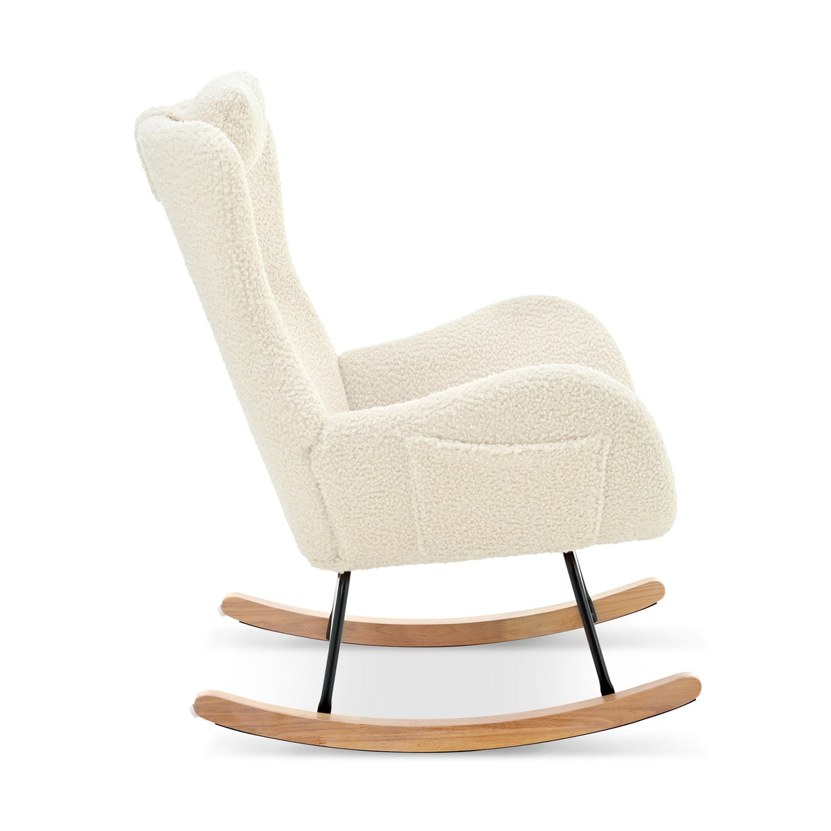 Cream Rocking Chair with High Back for Nursery Comfort