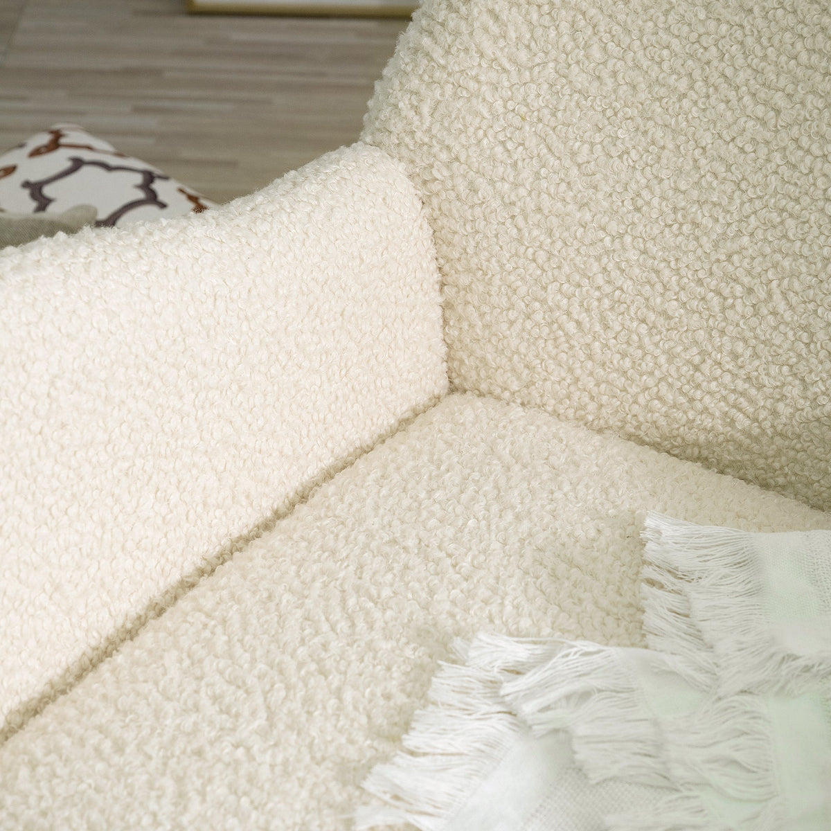 Cream Rocking Chair with High Back for Nursery Comfort