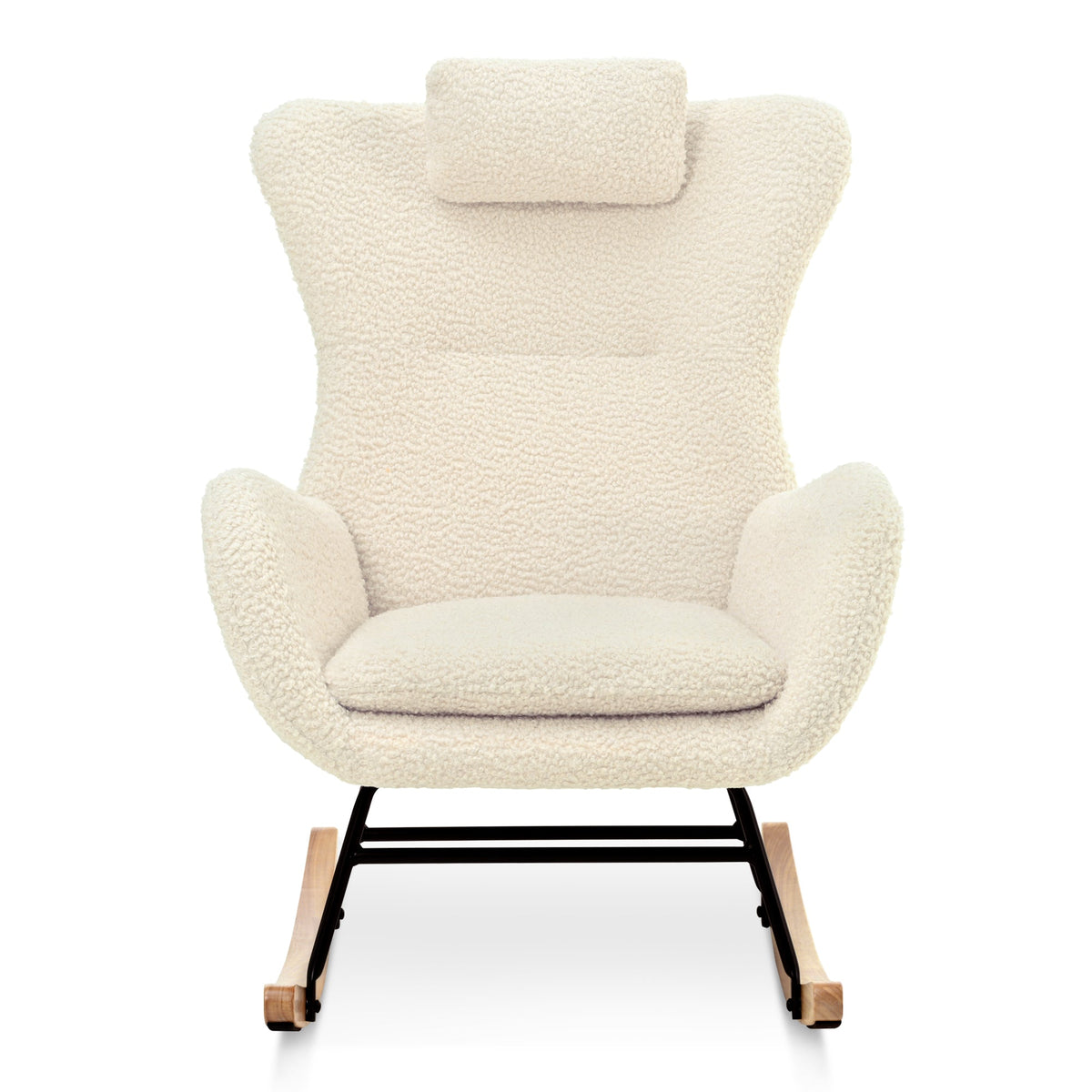 Cream Rocking Chair with High Back for Nursery Comfort