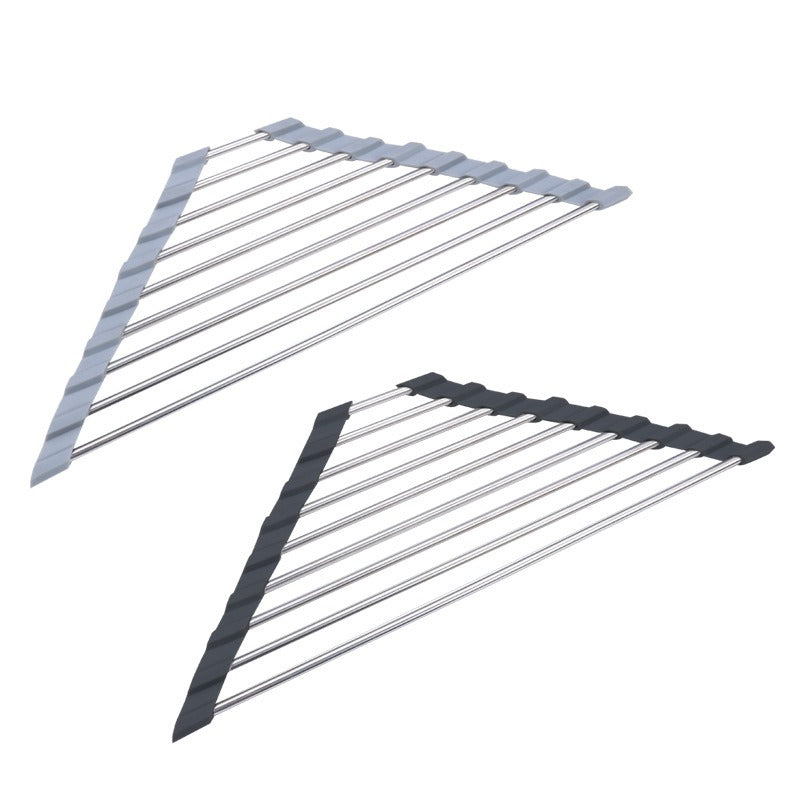 Foldable Stainless Steel Triangular Sink Drying Rack