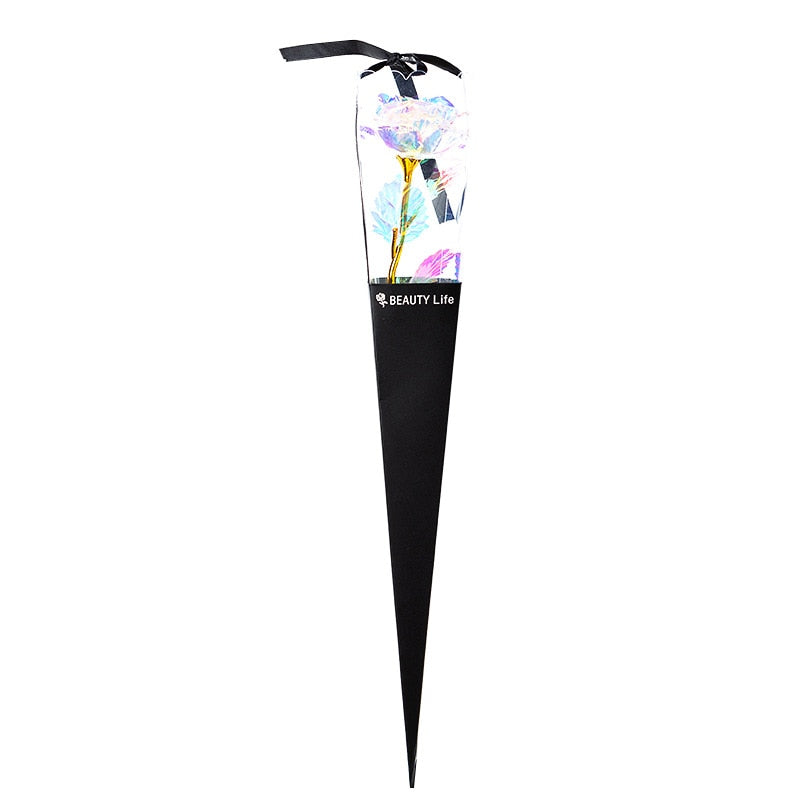 Artificial Gold Rose Gift With Everlasting Galaxy Petals