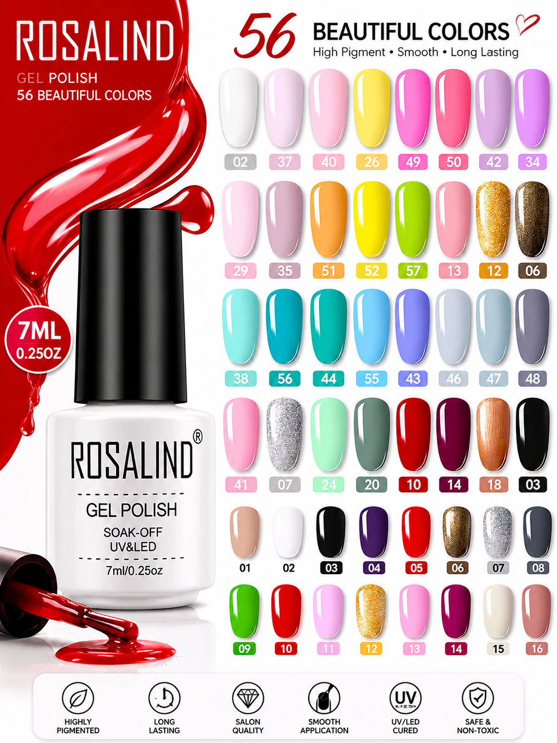 ROSALIND 58-Shade Gel Polish Set — UV/LED Soak-Off