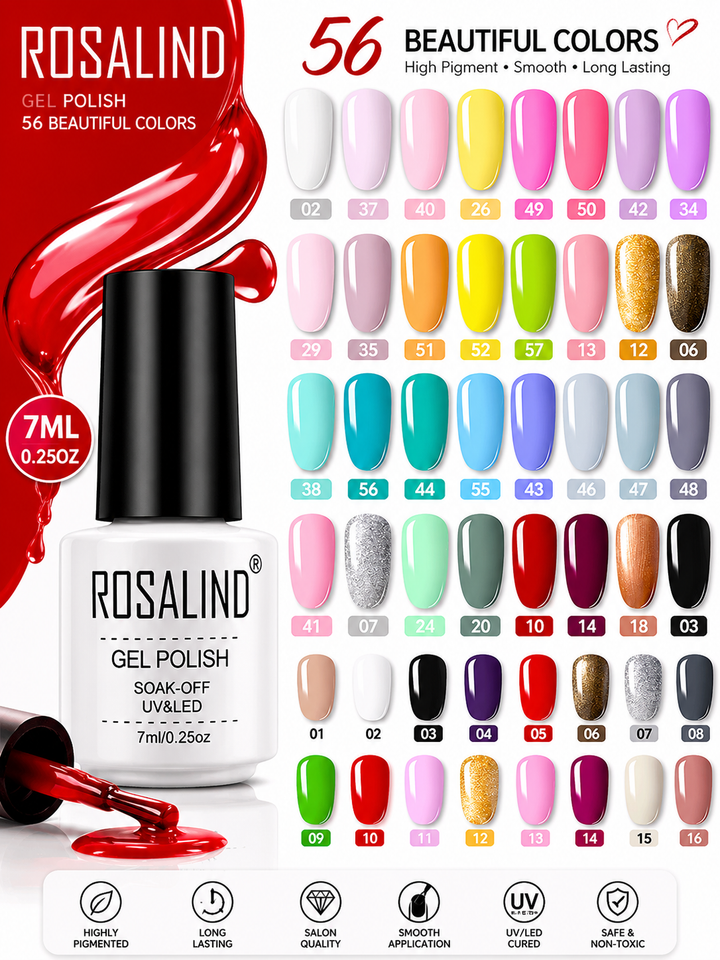 ROSALIND 58-Shade Gel Polish Set — UV/LED Soak-Off