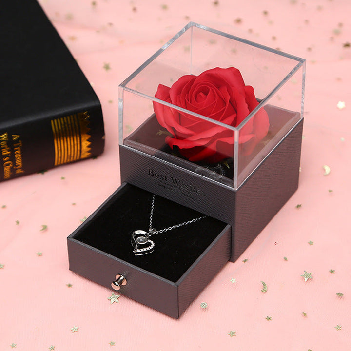 Rose Necklace Gift Box with Romantic Keepsake Display