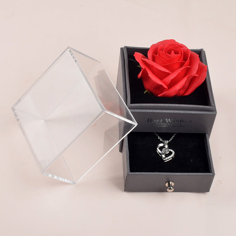 Rose Necklace Gift Box with Romantic Keepsake Display