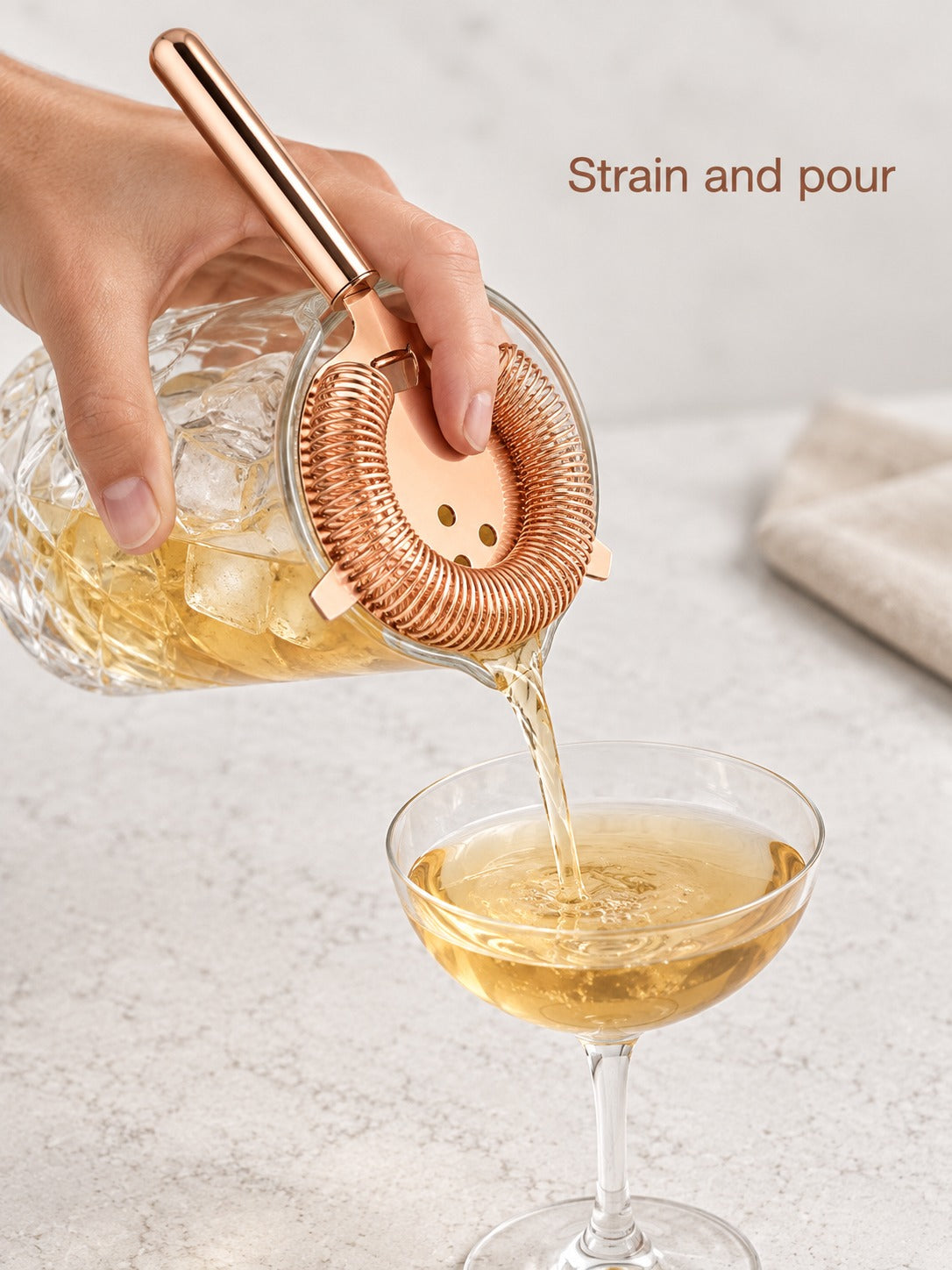 Rose Gold 304 Stainless Ice Filter Strainer for Cocktails