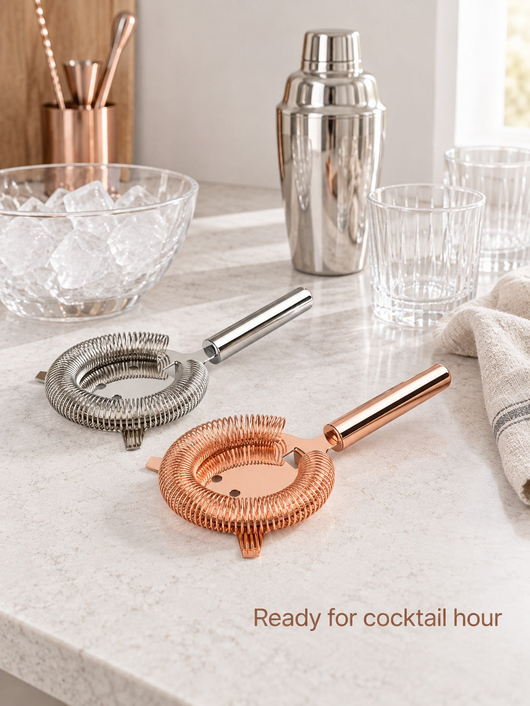 Rose Gold 304 Stainless Ice Filter Strainer for Cocktails