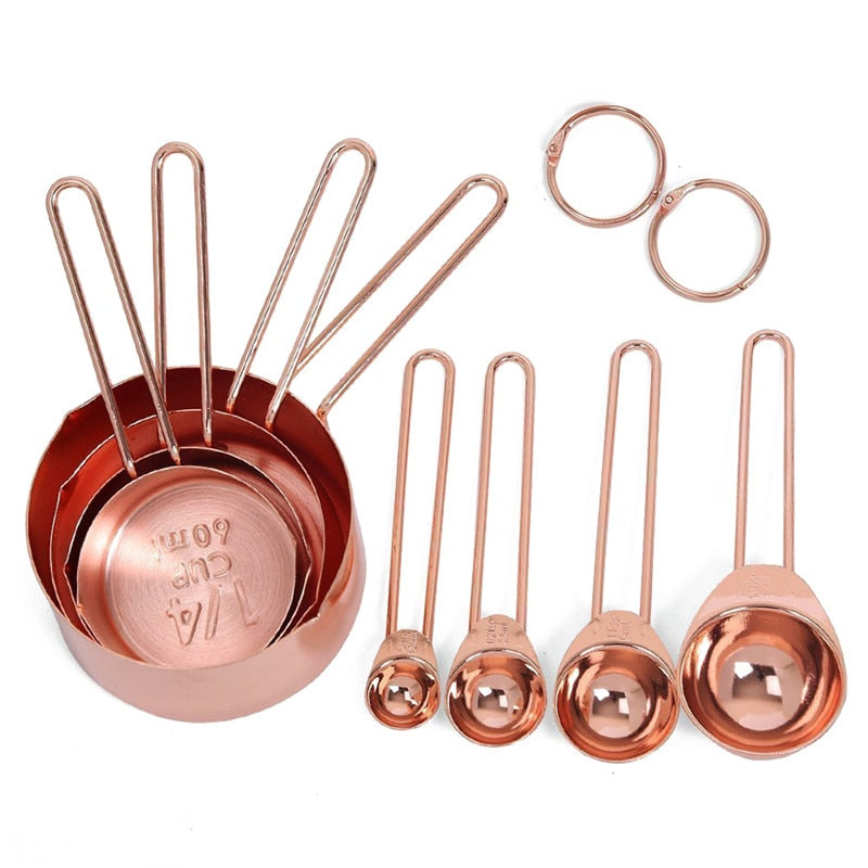 Rose Gold Stainless Steel Measuring Cups and Spoons Set