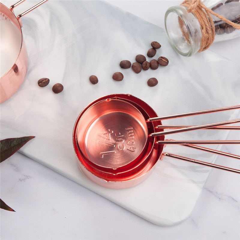 Rose Gold Stainless Steel Measuring Cups and Spoons Set
