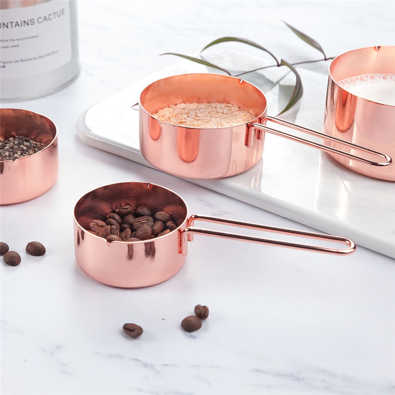 Rose Gold Stainless Steel Measuring Cups and Spoons Set